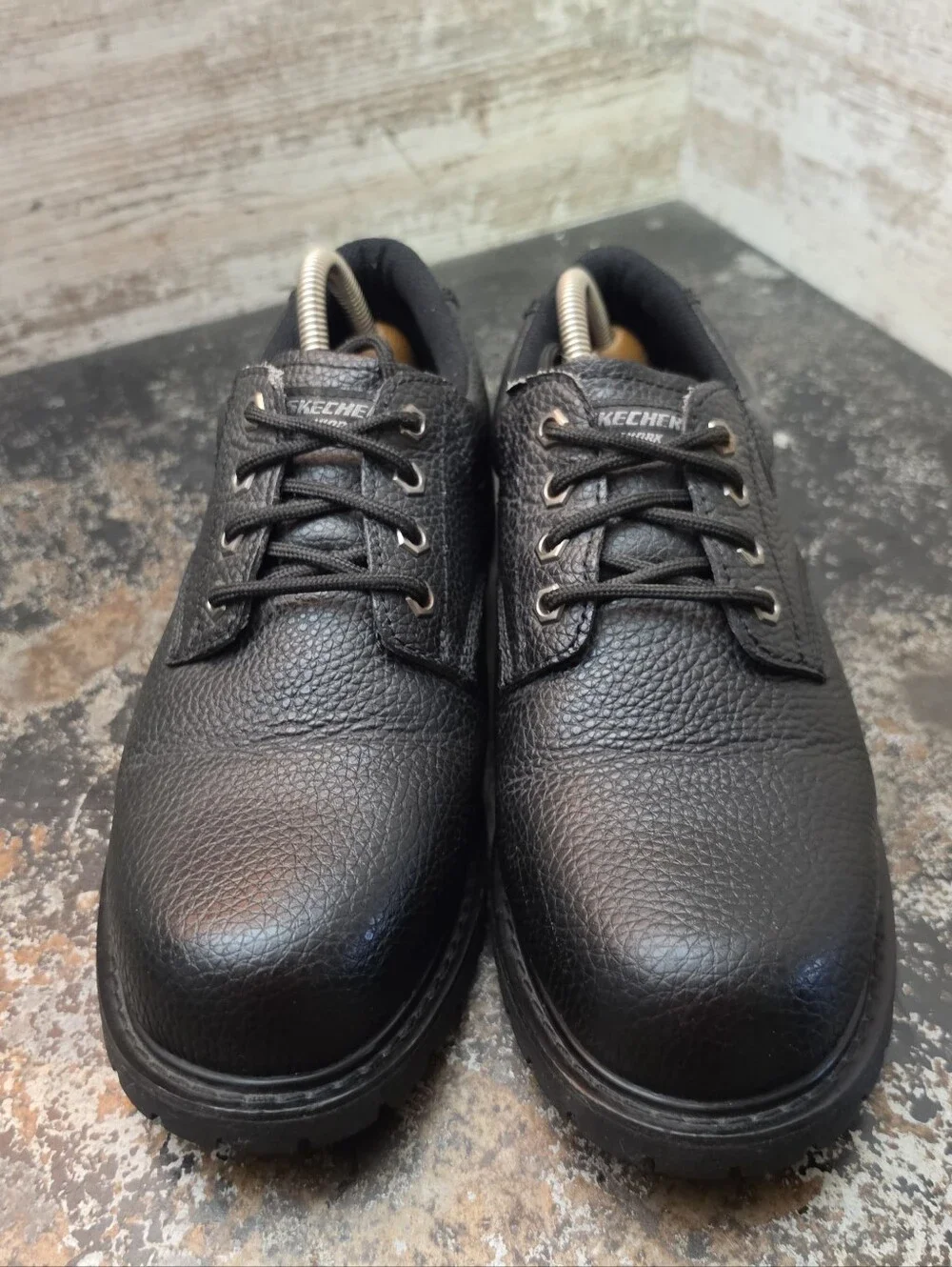 Skechers Cottonwood Jaken Slip Resistant Oxford Shoes Sz 9 77509BJ BLK